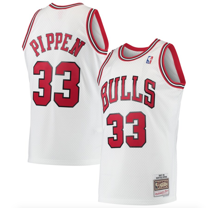 Men's Chicago Bulls Scottie Pippen Mitchell & Ness White Hardwood Classics 1997-98 Swingman Jersey