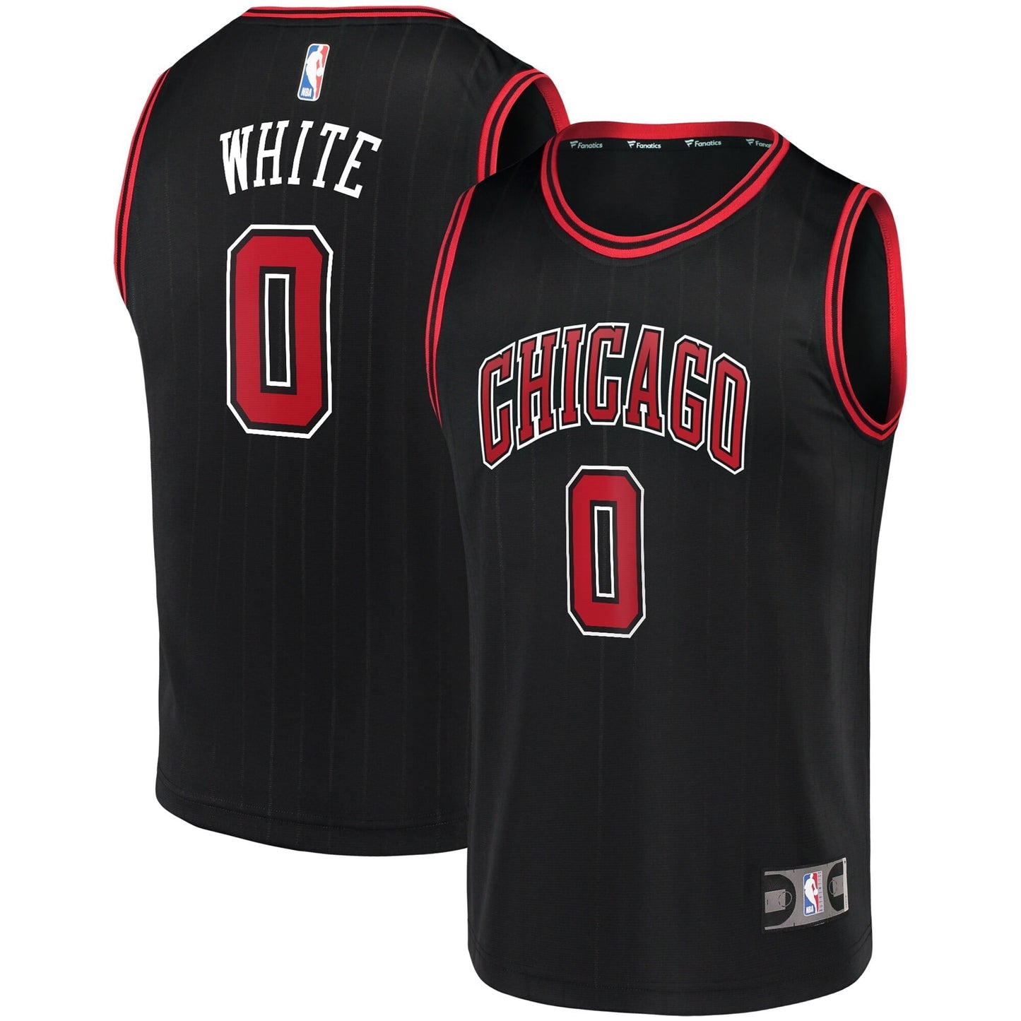 Men's Fanatics Branded Coby White Black Chicago Bulls Fast Break Replica Jersey - Statement Edition
