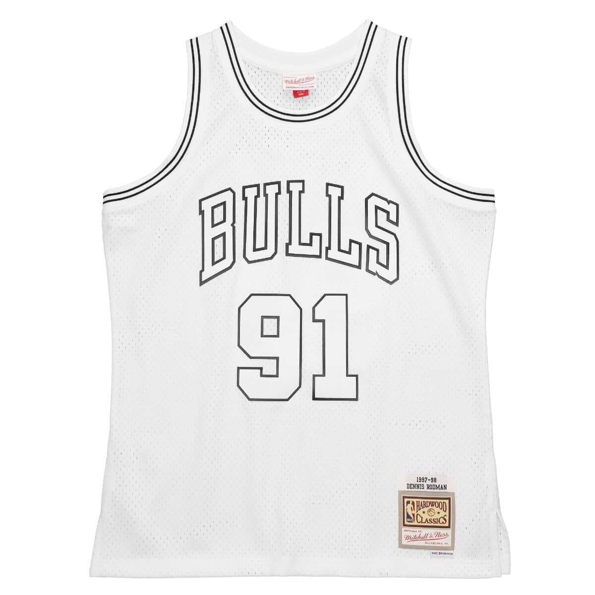 White Black Swingman Dennis Rodman Chicago Bulls 1997-98 Jersey