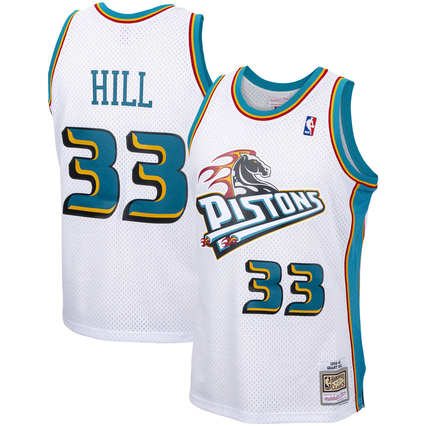 Men's Detroit Pistons Grant Hill Mitchell & Ness White 1998-99 Hardwood Classics Swingman Jersey