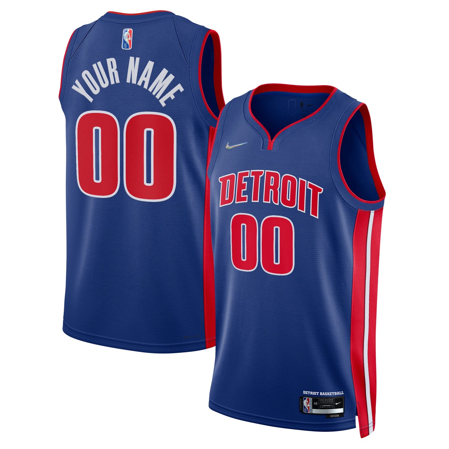 Detroit Pistons Nike 2021/22 Diamond Swingman Custom Jersey - Icon Edition - Blue