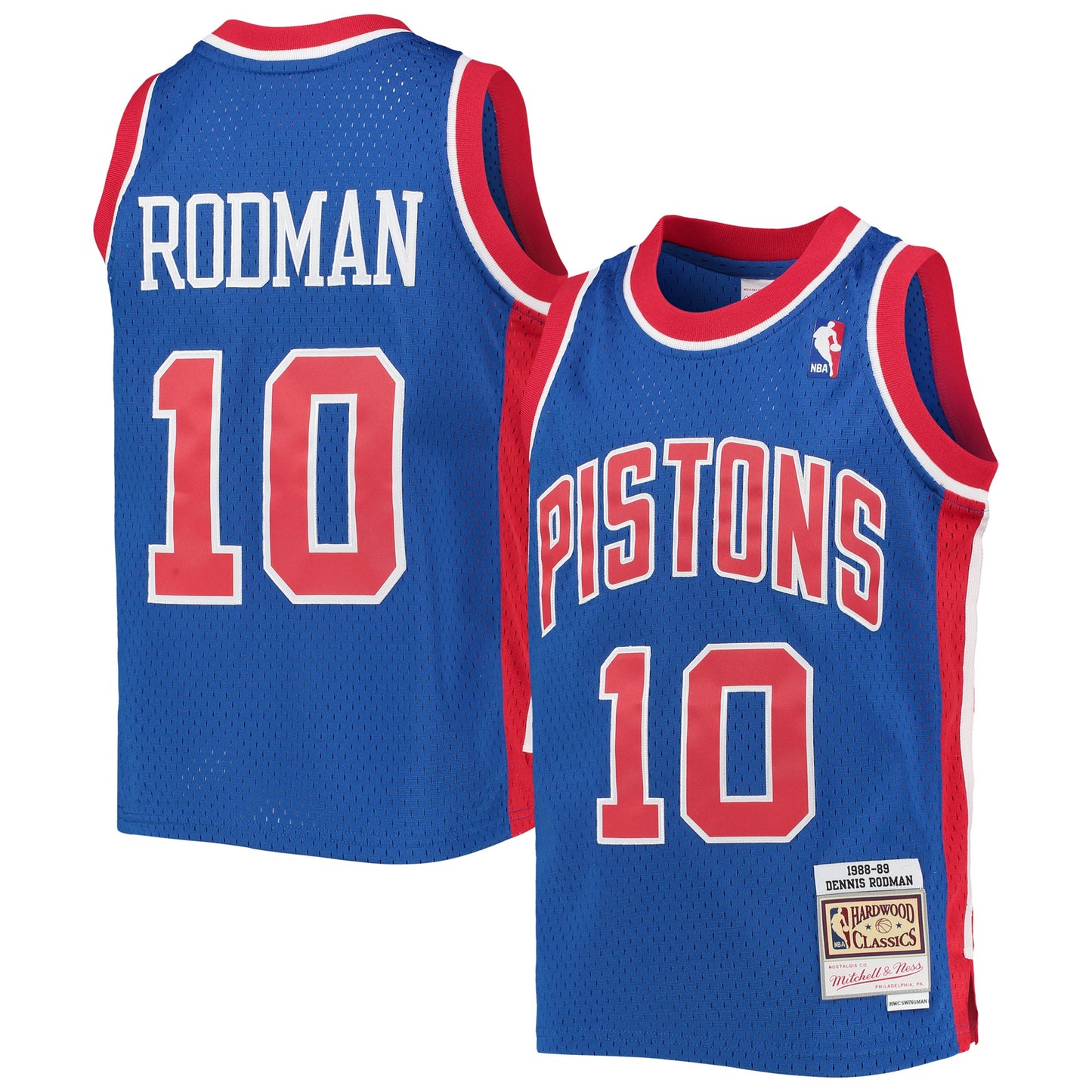 Dennis Rodman Detroit Pistons Mitchell & Ness Youth 1988/89 Hardwood Classics Swingman Jersey - Blue