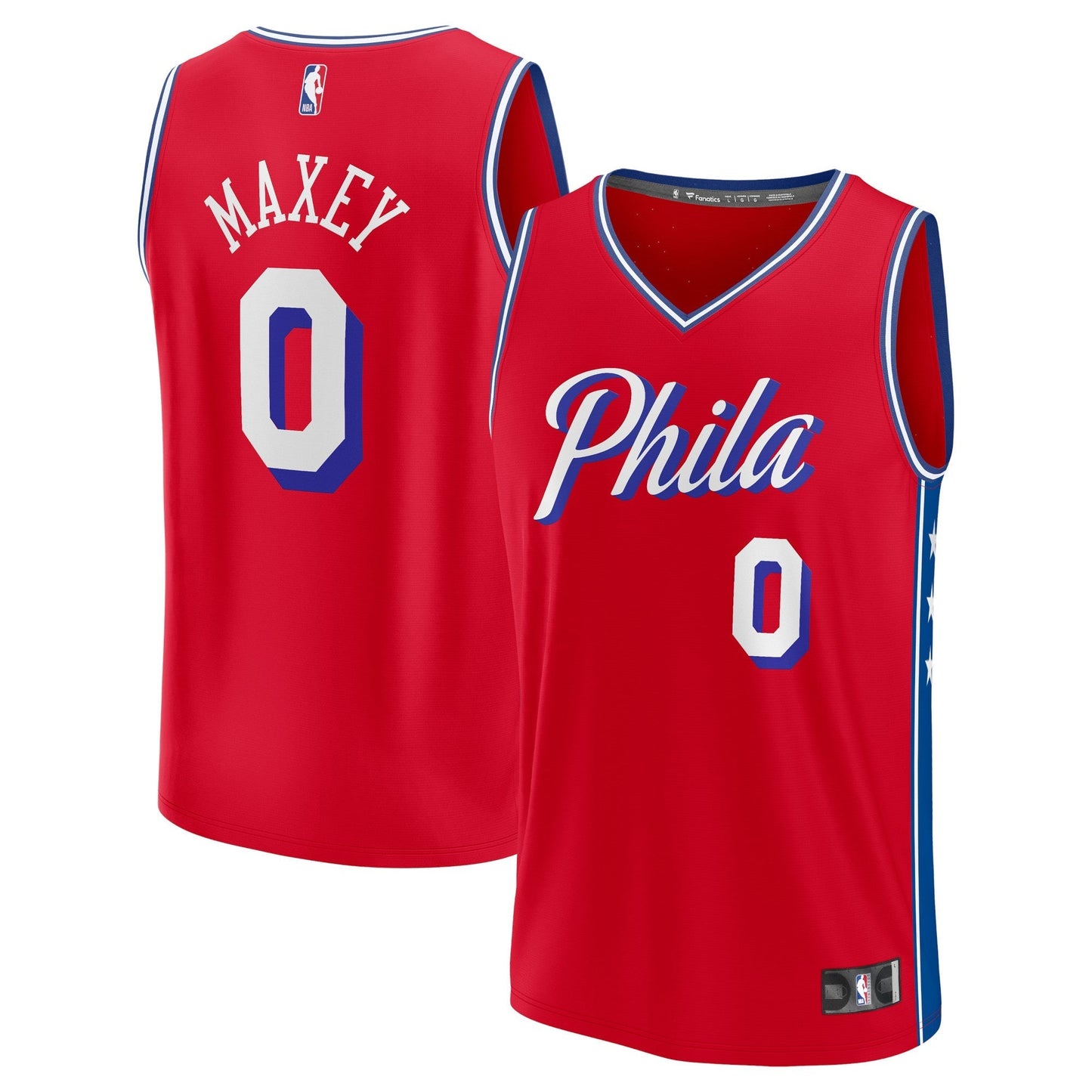 Youth Fanatics Branded Tyrese Maxey Red Philadelphia 76ers Fast Break Player Jersey - Statement Edition