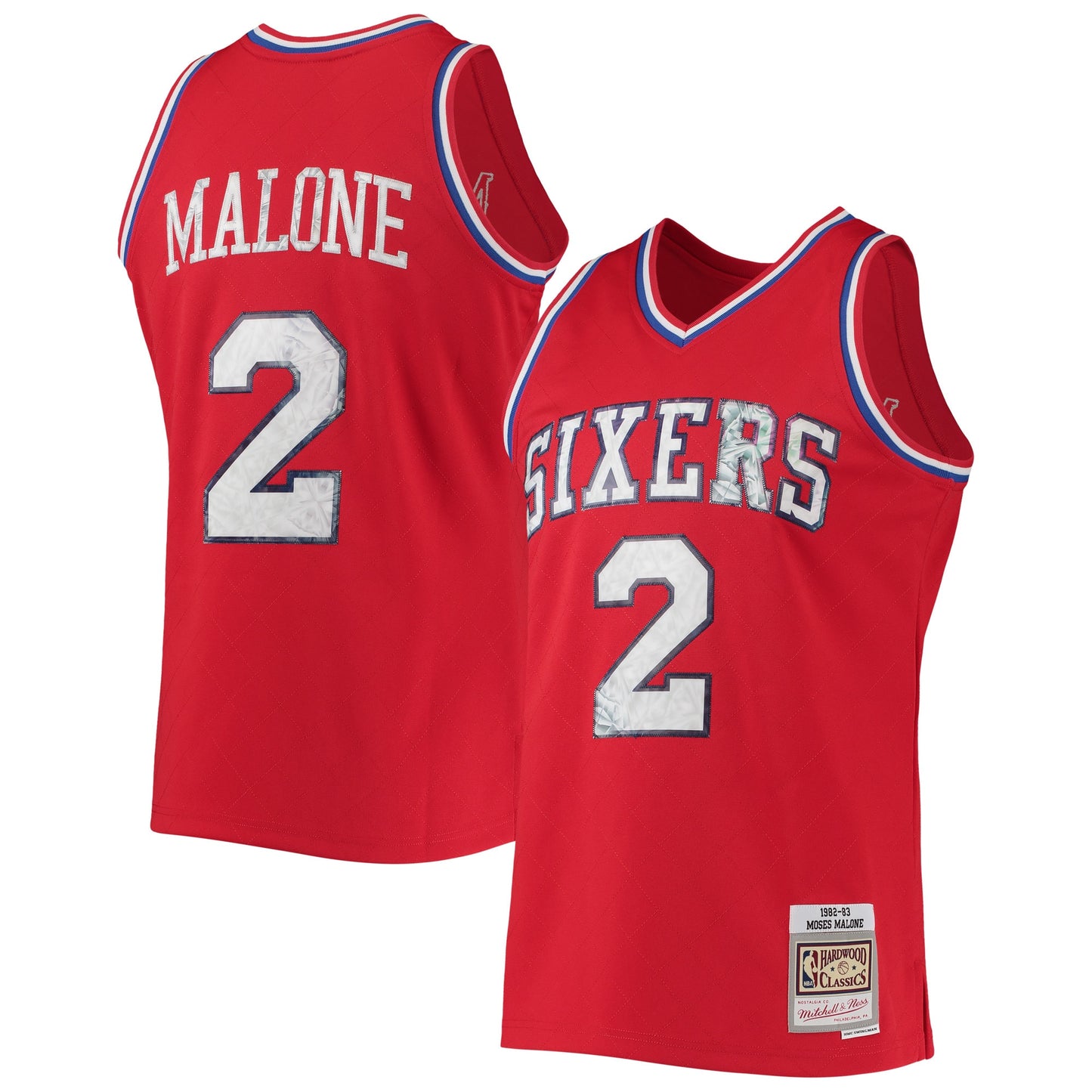 Moses Malone Philadelphia 76ers Mitchell & Ness 1996-97 Hardwood Classics NBA 75th Anniversary Diamond Swingman Jersey - Red