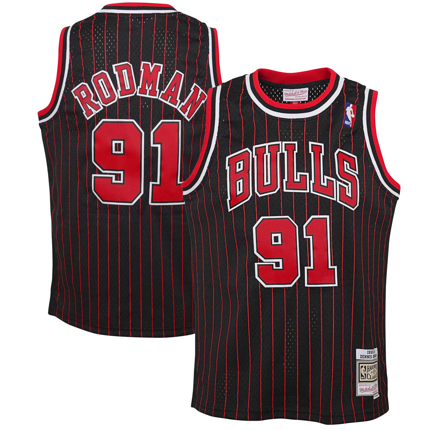 Dennis Rodman Chicago Bulls Mitchell & Ness Youth 1995/96 Hardwood Classics Swingman Jersey - Black