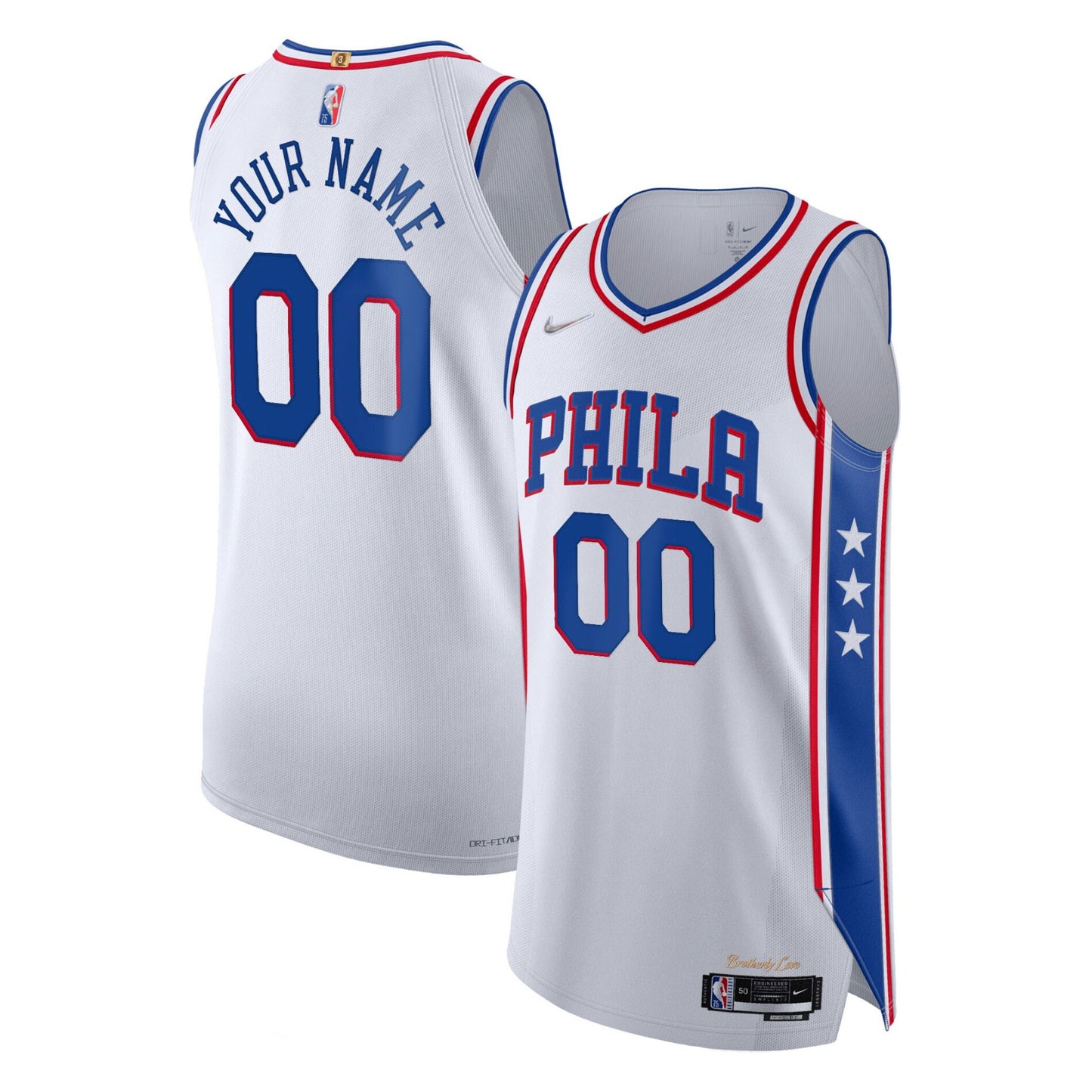 Philadelphia 76ers Nike 2021/22 Diamond Authentic Custom Jersey - Association Edition - White