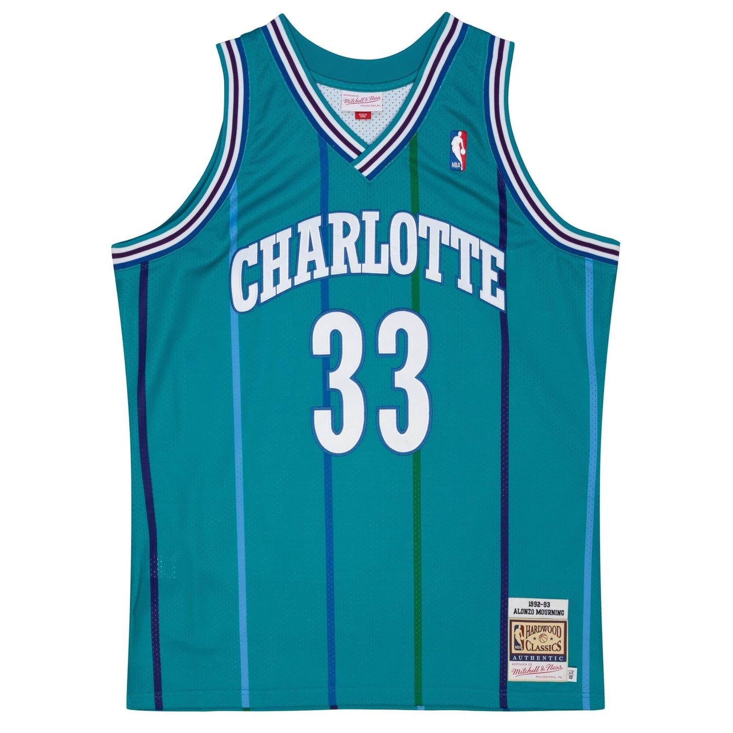 Authentic Alonzo Mourning Charlotte Hornets Road 1992-93 Jersey