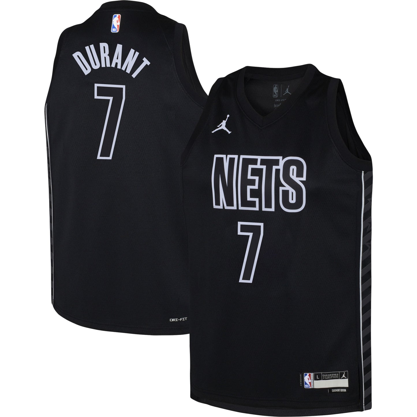 Kevin Durant Brooklyn Nets Jordans Brand Youth Swingman Jersey - Statement Edition - Black