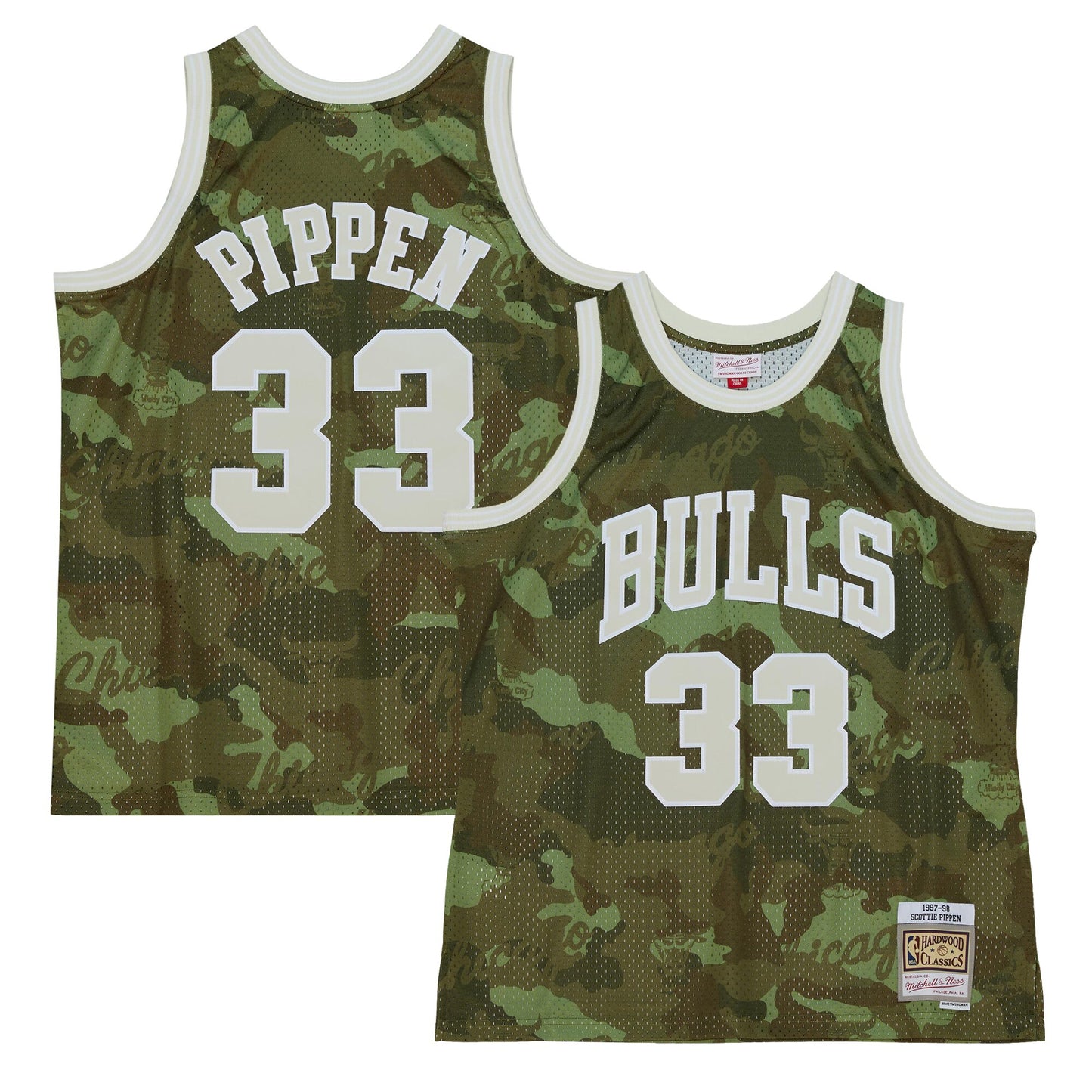 Scottie Pippen Chicago Bulls Mitchell & Ness Hardwood Classics 1997/98 Ghost Green Swingman Jersey - Camo