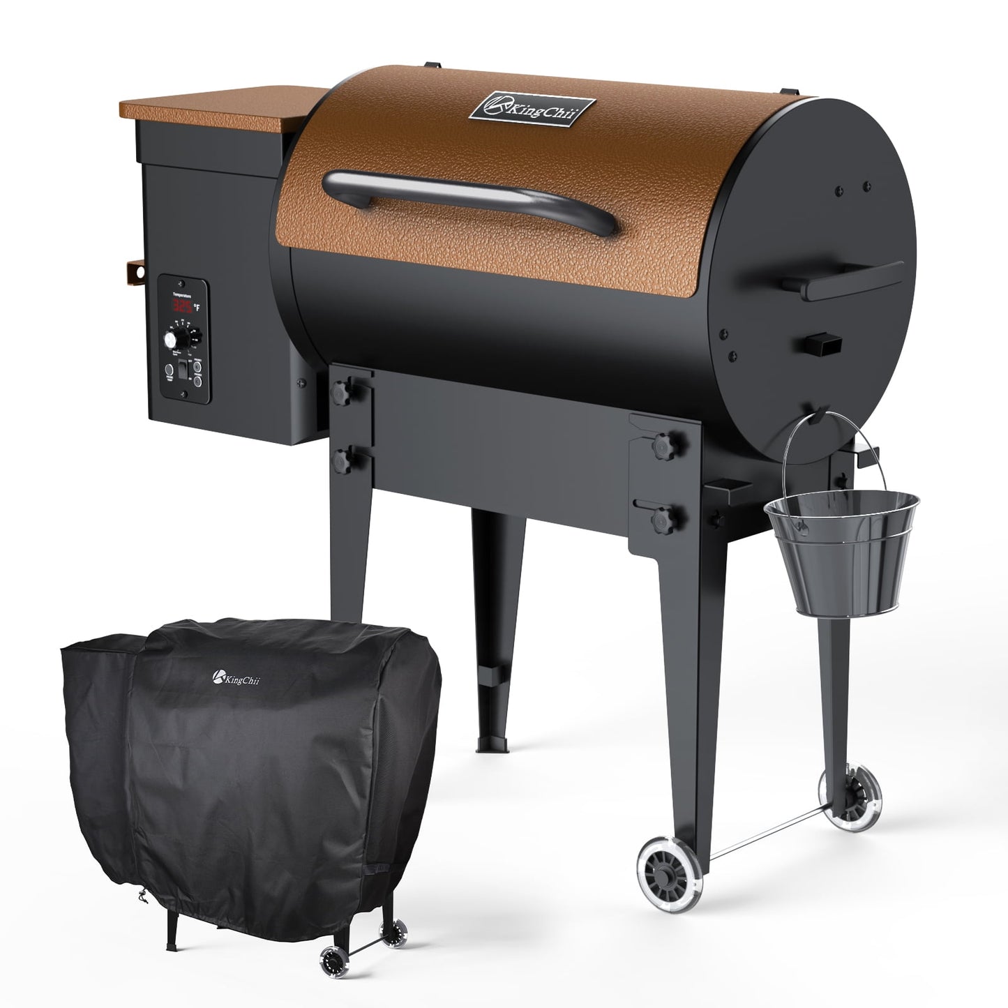 KingChii 456 sq. in Wood Pellet Smoker & Grill BBQ with Auto Temperature Controls, Folding Legs for Outdoor Patio RV (Rain Cover Included)