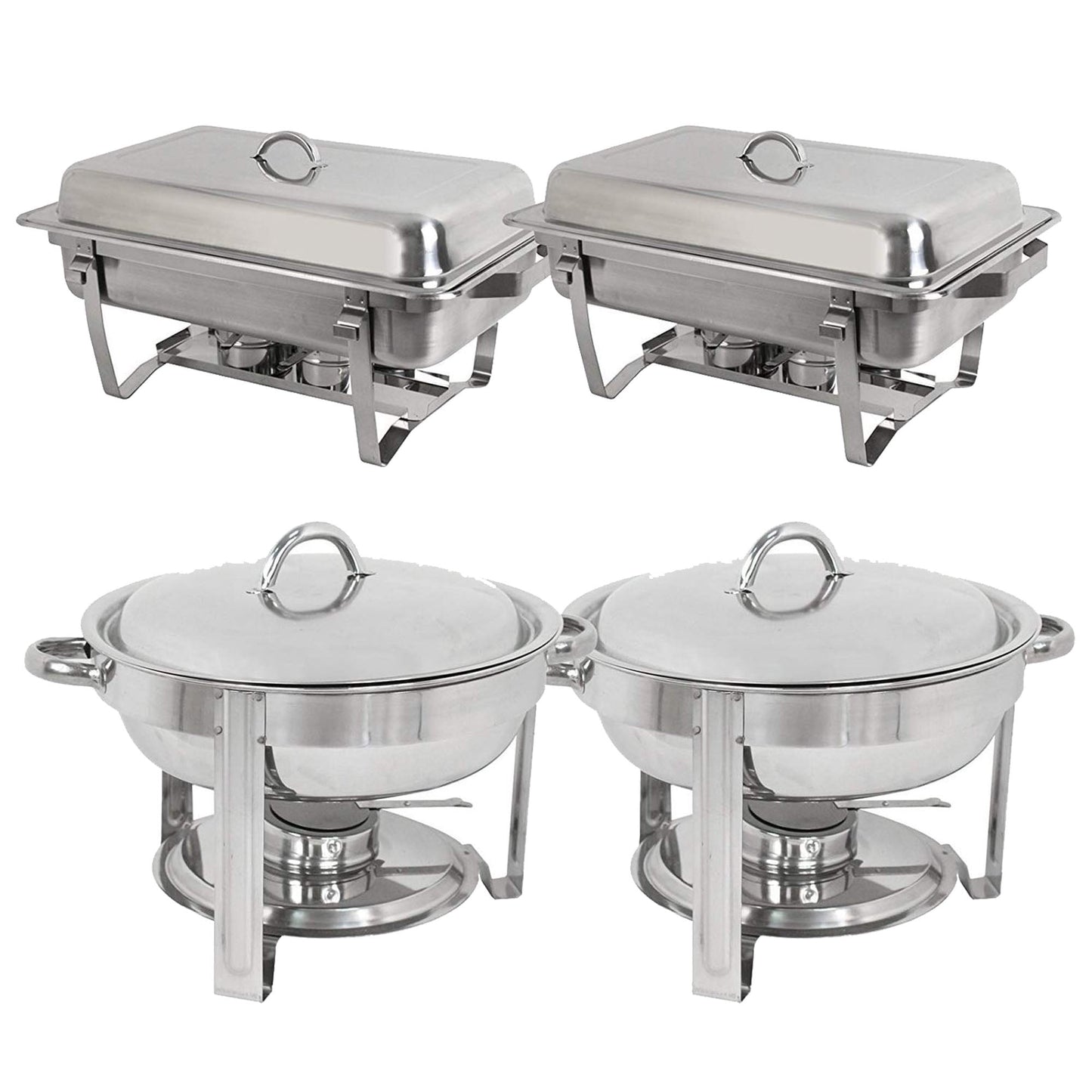 ZENSTYLE Home Restaurants Industrial Buffet Chafing Dishes Sets - 2 Rectangular + 2 Round (Shipped in 2 boxes)