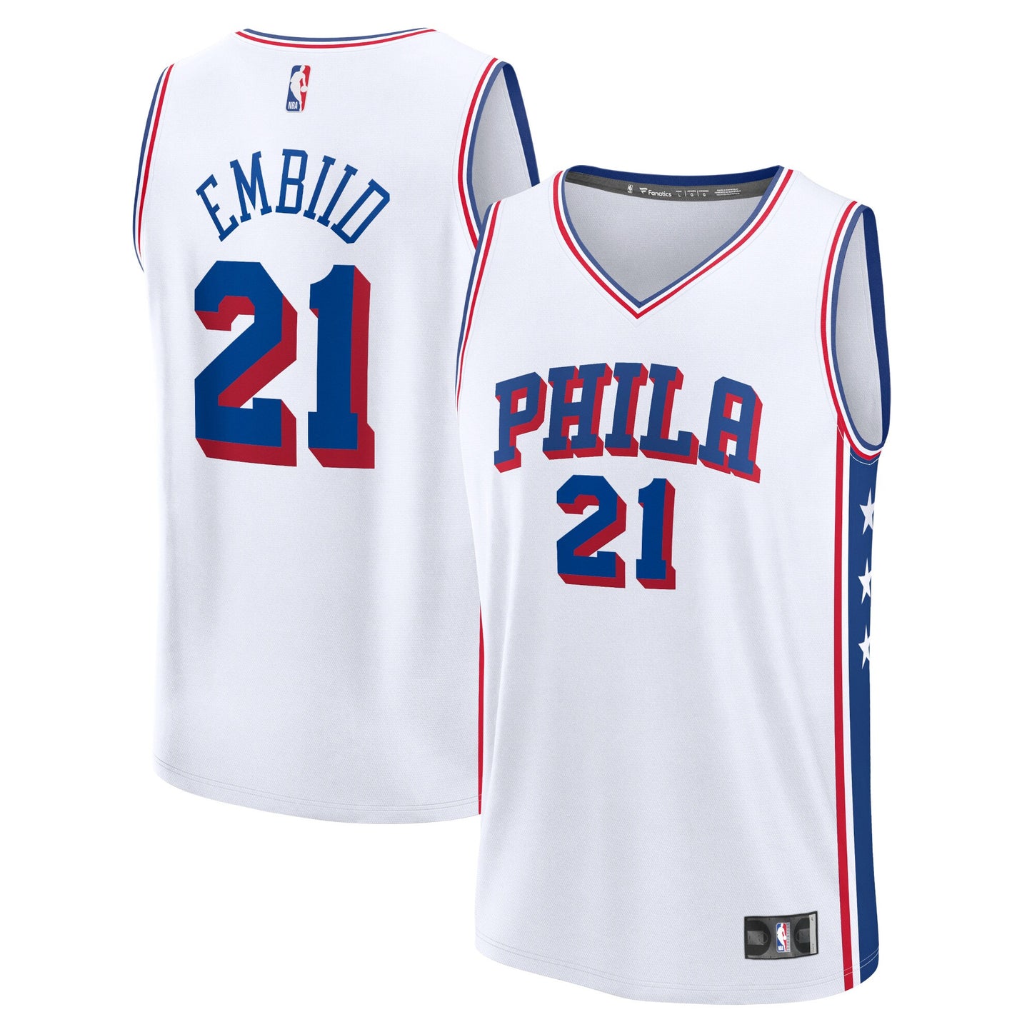 Joel Embiid Philadelphia 76ers Fanatics Branded 2023/24 Fast Break Replica Jersey - Association Edition - White