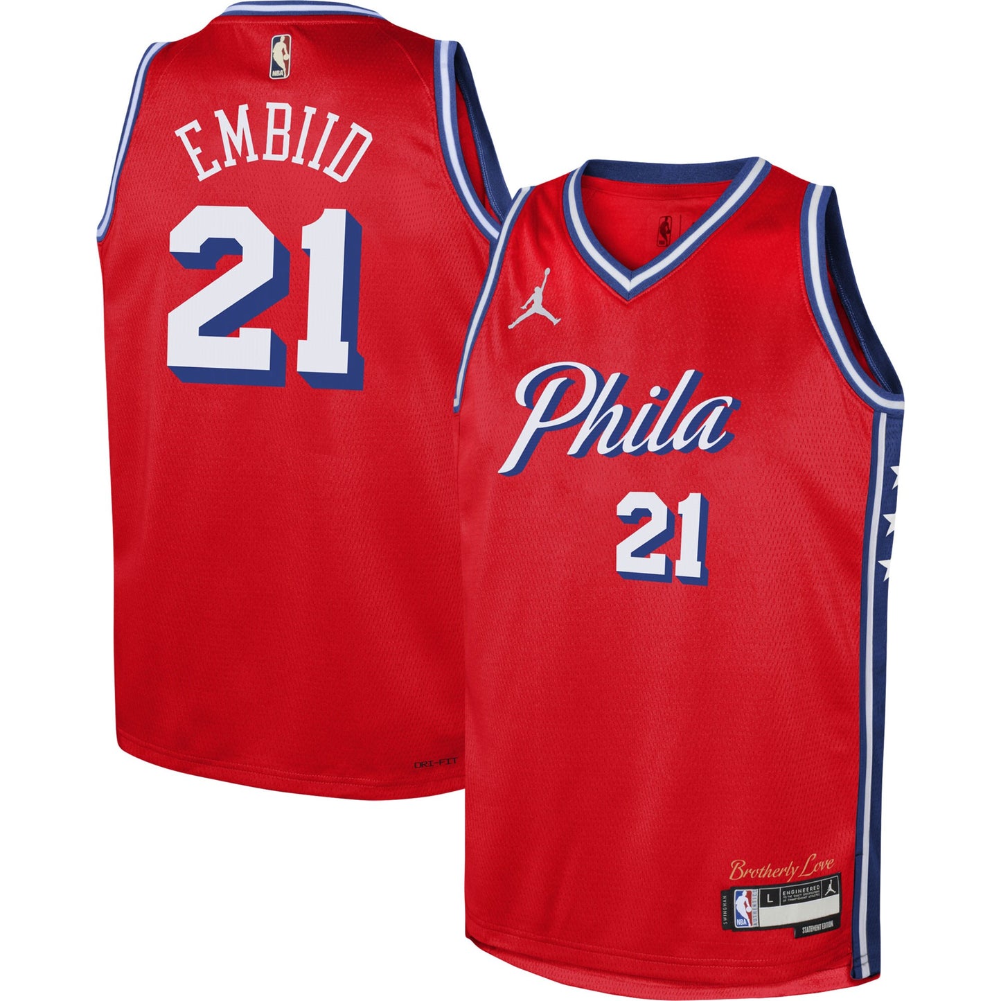 Joel Embiid Philadelphia 76ers Jordans Brand Youth Swingman Jersey - Statement Edition - Red