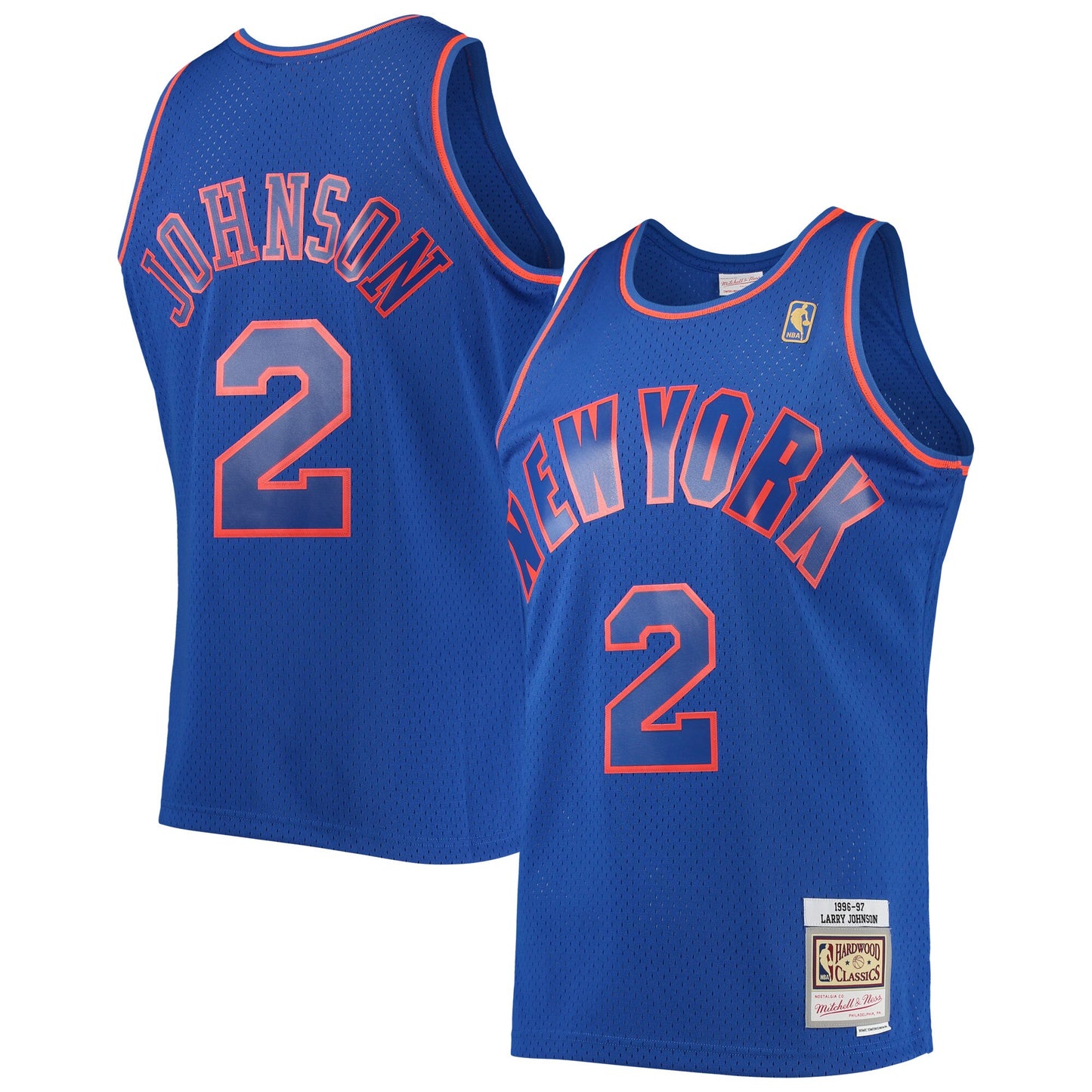 Larry Johnson New York Knicks Mitchell & Ness 1996/97 Hardwood Classics Swingman Jersey - Blue