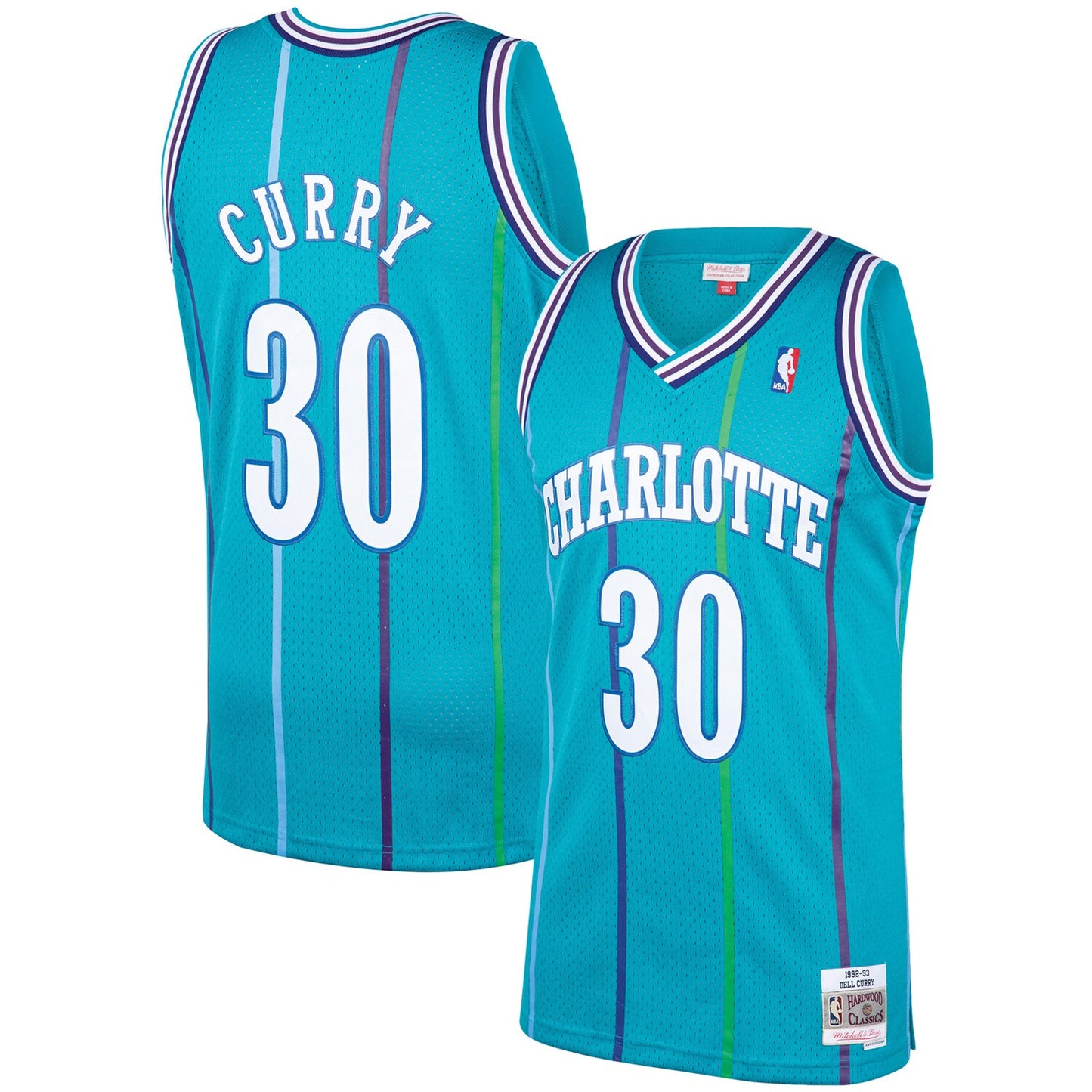 Dell Curry Charlotte Hornets Mitchell & Ness Hardwood Classics Swingman Jersey - Teal