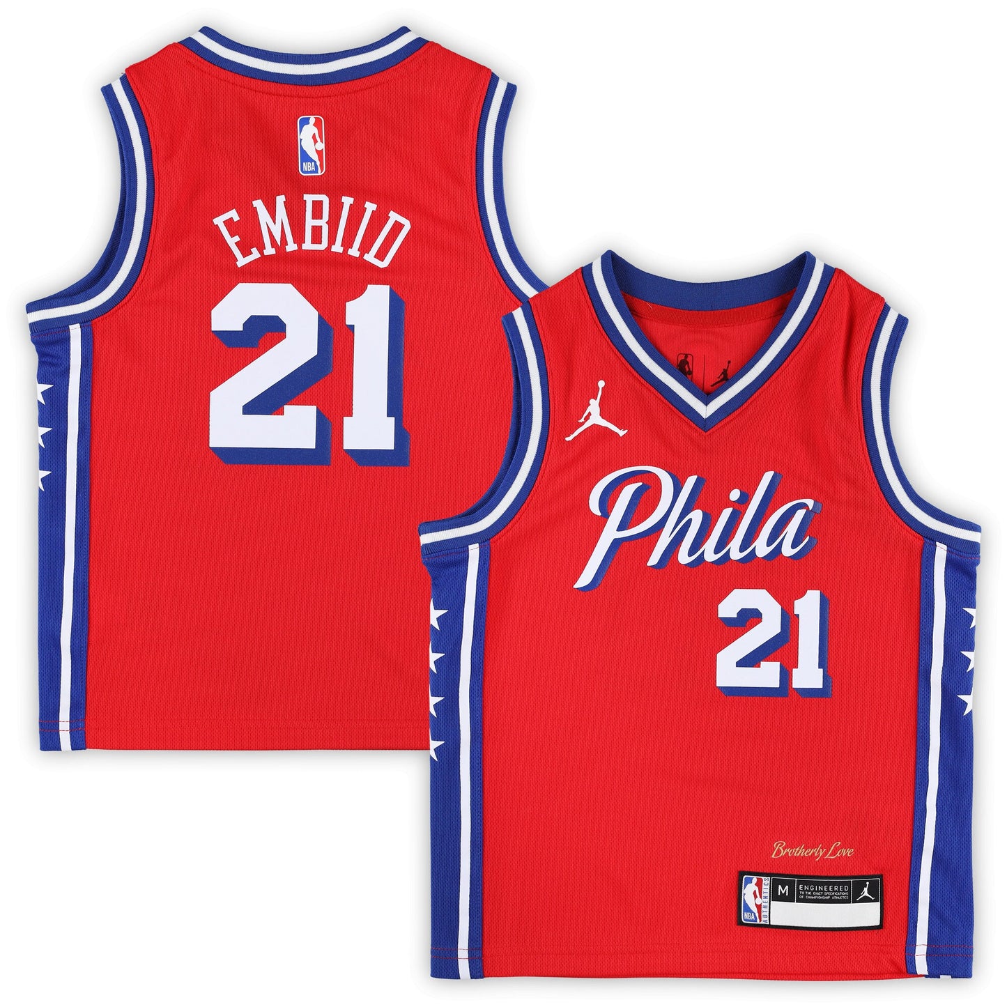 Joel Embiid Philadelphia 76ers Jordans Brand Preschool 2022/23 Replica Jersey - Statement Edition - Red